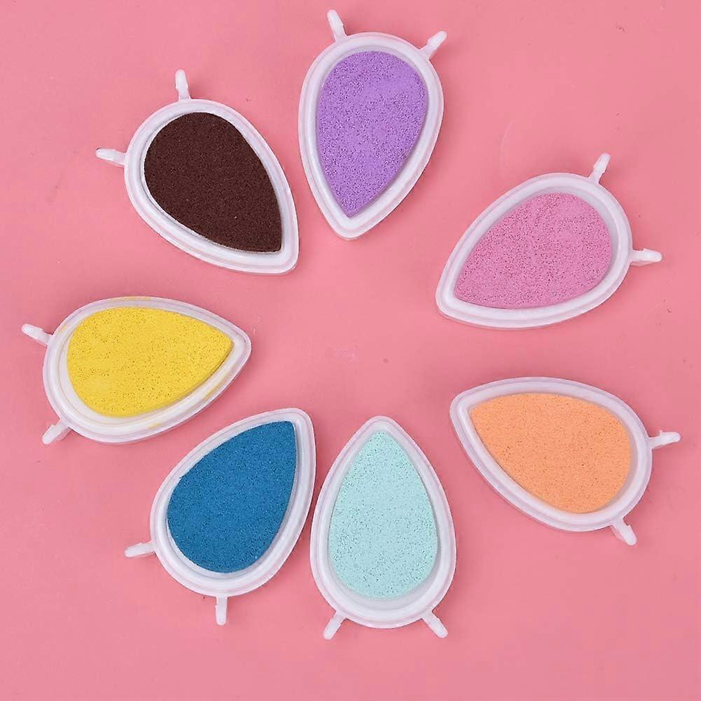 Ink Pad Set 7 Colors Ink Stamp Pads and 7Pcs Finger Sponge Daubers with Storage Box for DIY Card Making Crafts School Stenciling