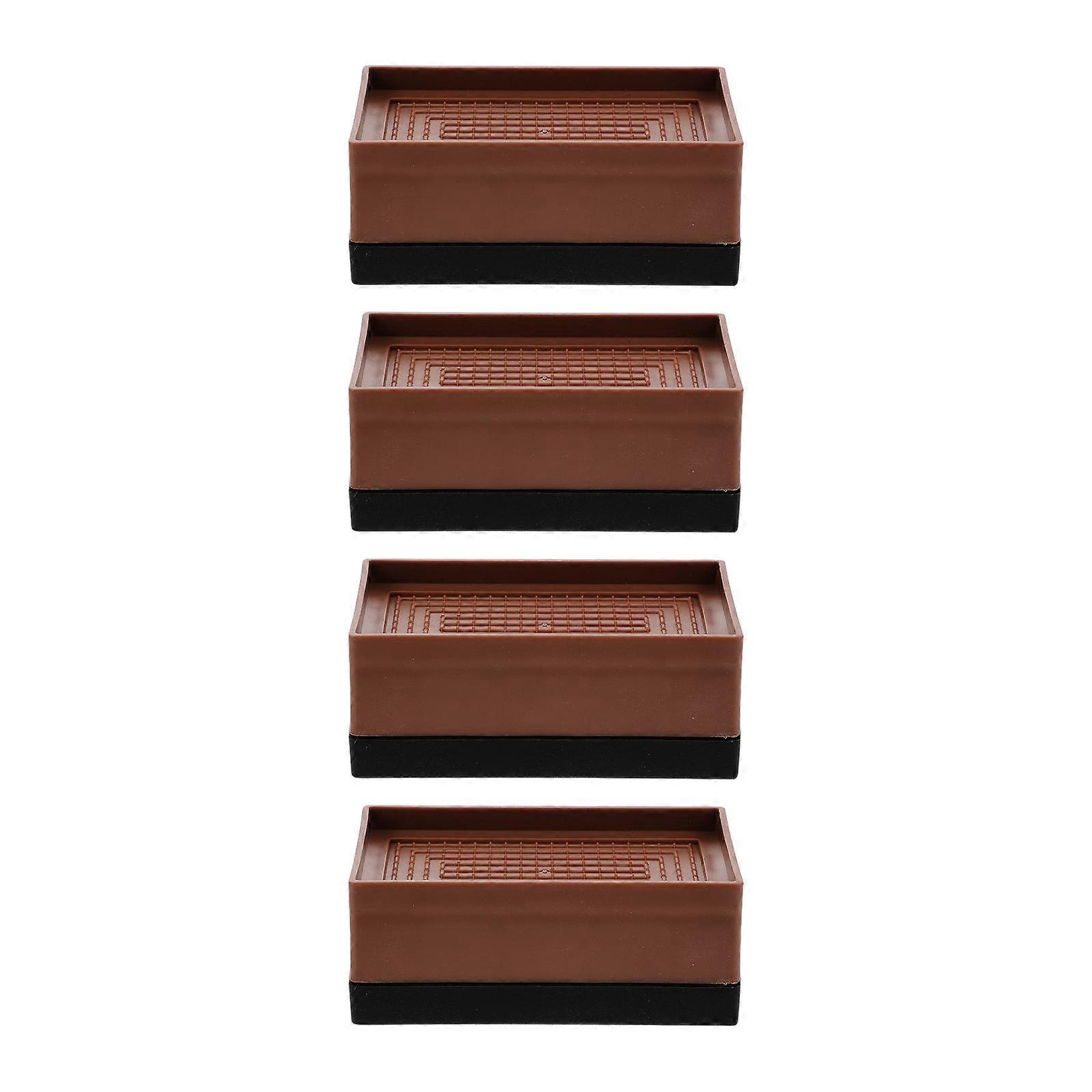 Sturdy Table Legs Risers 4Set For Houseowners Height Adjustment Brown Plastic TPU Reduce Vibration
