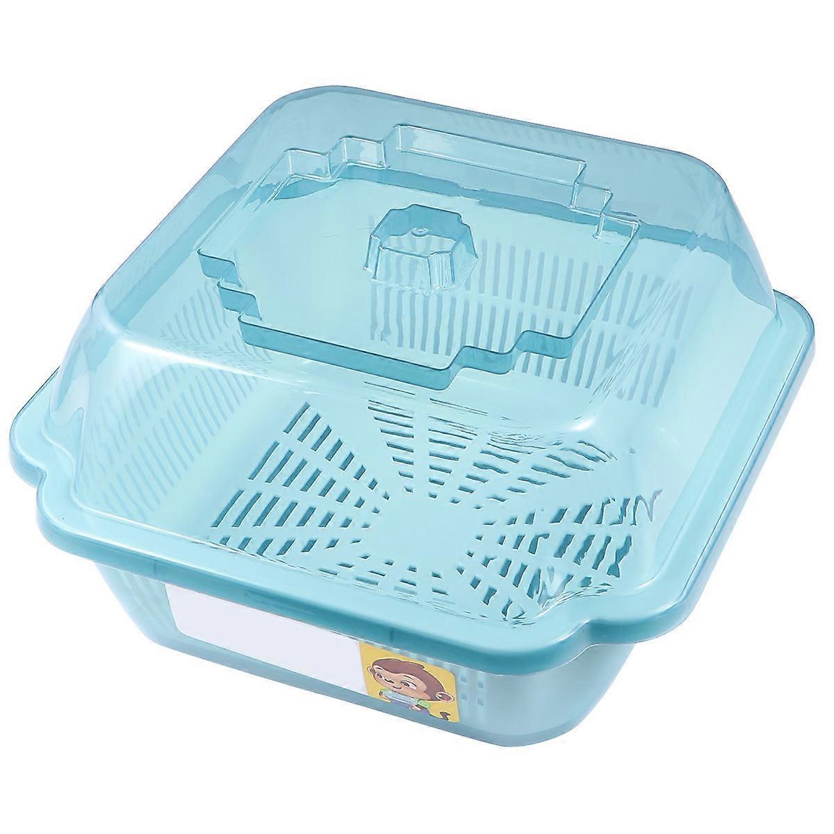 Kitchen Drain Box Organizer With Cover Polypropylene Blue Small Size 1Pcs