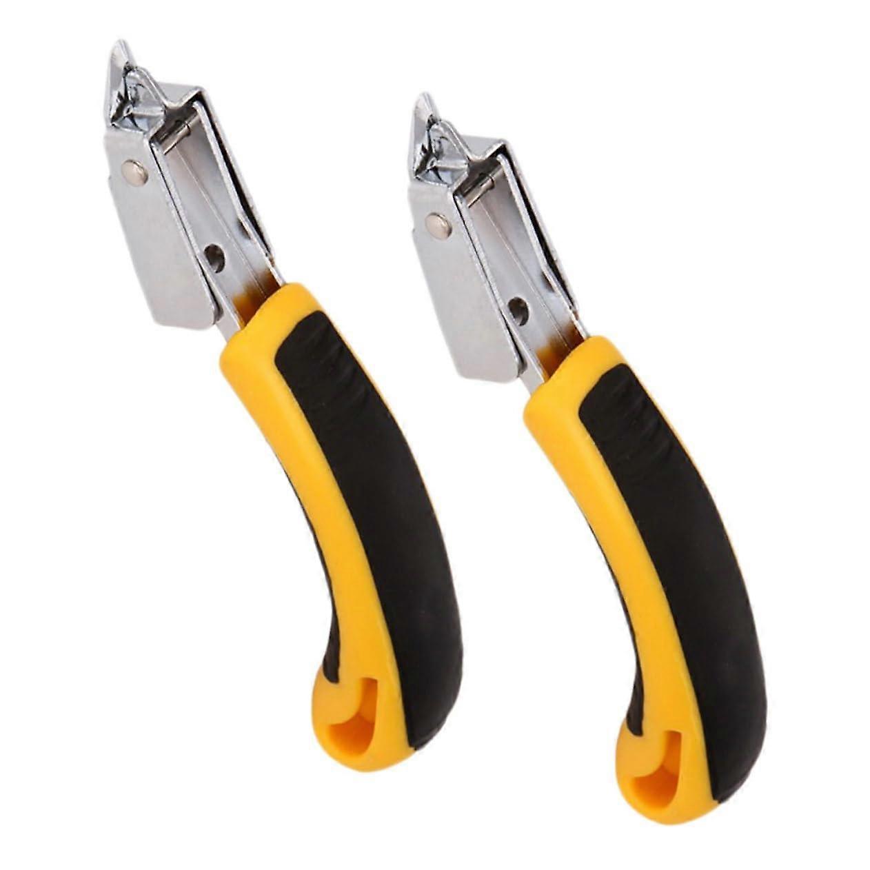 Handheld Nail Puller and Staple Remover, 2-Pack High-Performance Yellow Office Tool for Nails and Staples