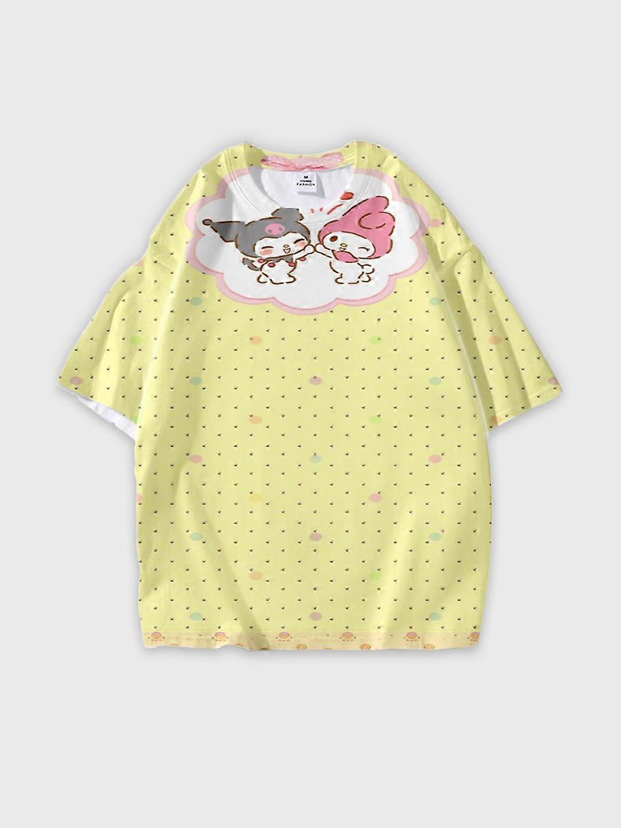 T-shirt round neck Cartoon Pattern loose short sleeve B52