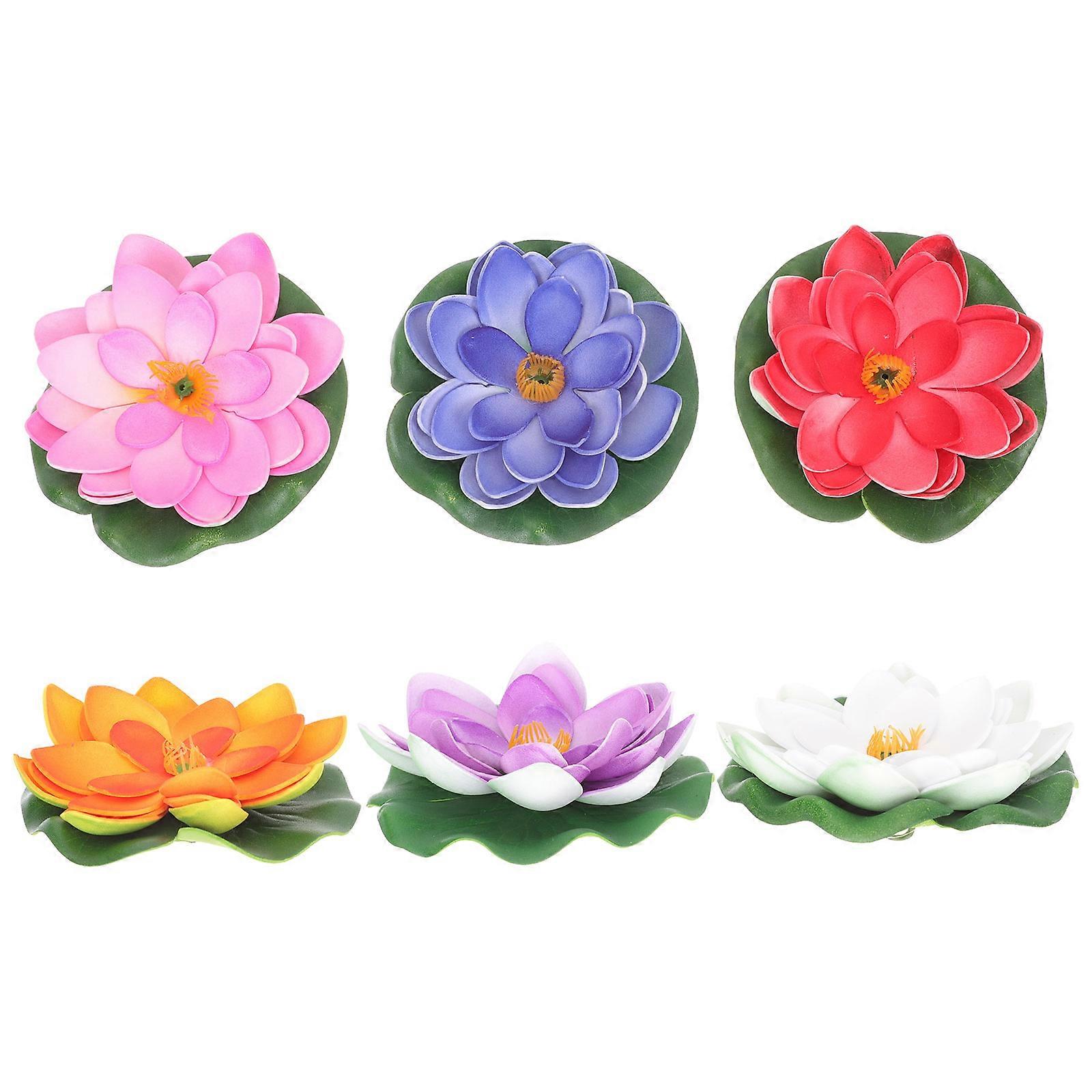 Artificial Floating Water Lily for Decor Made of EVA Assorted Color Adds Natural Touch to Ponds and Pools 6pcs