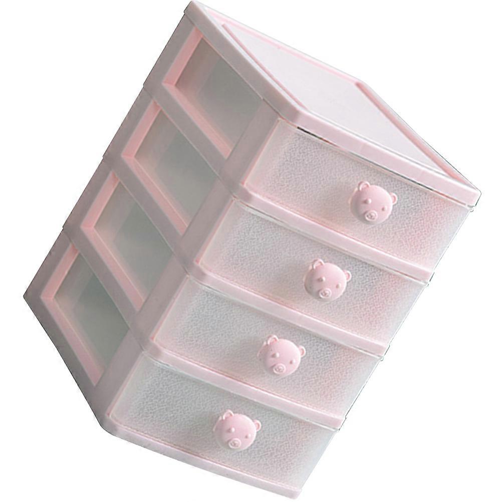 Pink Desktop Drawer Organizer for Storage Made of Sturdy Plastic 4layer Design Keeps Makeup Tools and Small Items Organized