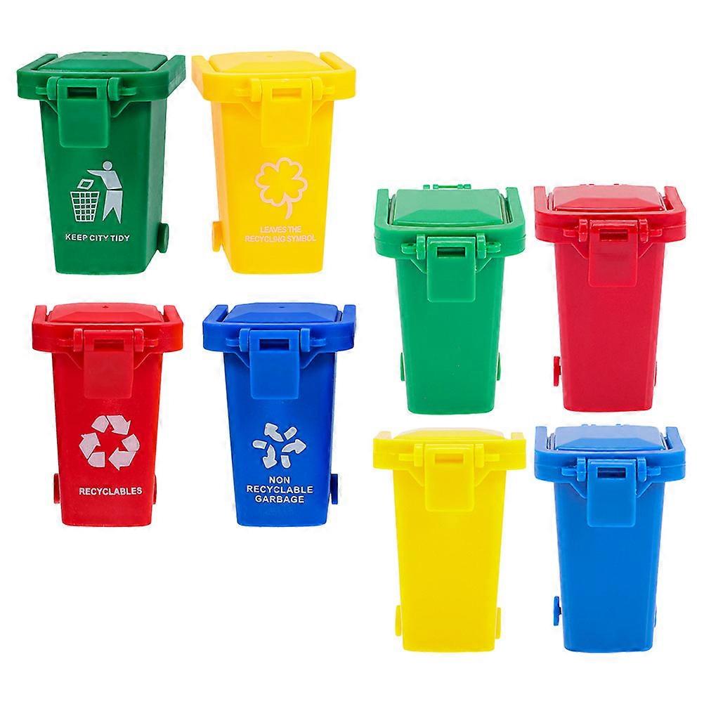 Decorative Rubbish Bin Sorting Games Trash Can Kid-Friendly Small Tabletop Bin 6.50X6.00X4.50CM 8Pcs