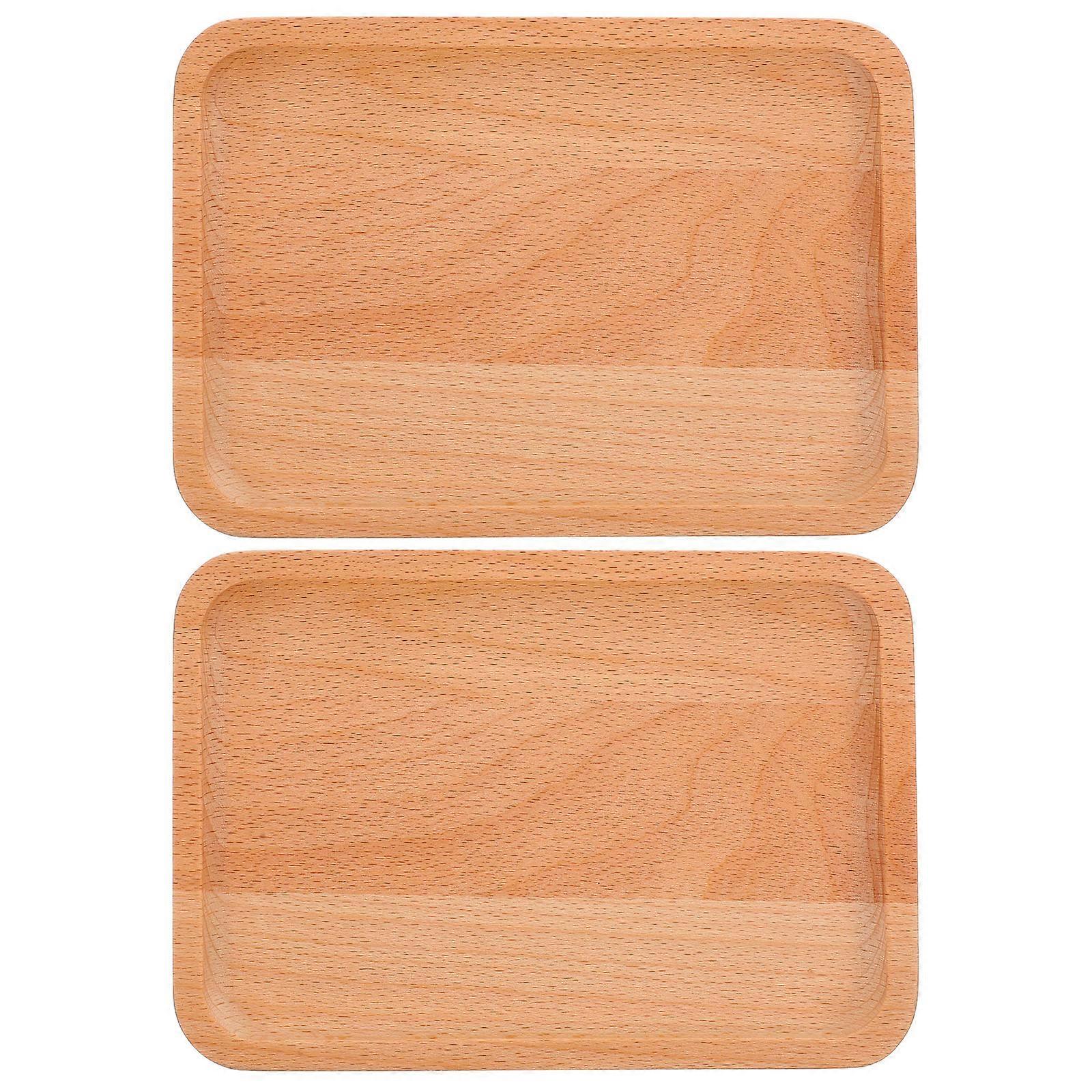 Wood Serving Tray for Storage Use Light Brown Wood Perfect for Parties and Events 2pcs
