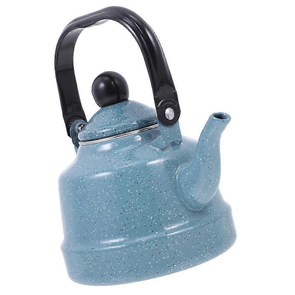 Retro Clock Shape Enamel Water Kettle Green Color For Home Tea Time Coffee 1Set