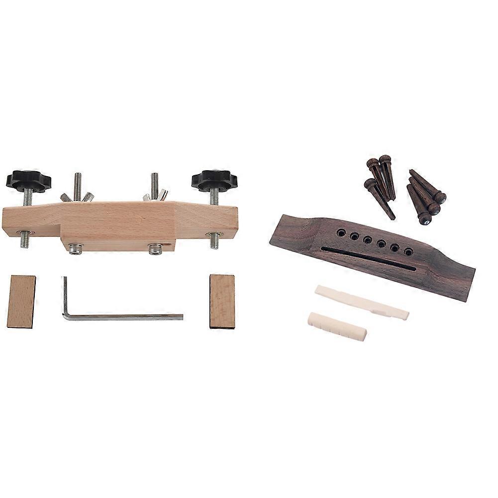 Solid Maple Guitar Bridge Install Clamp Luthier Tools with Acoustic Guitar Replacement Set