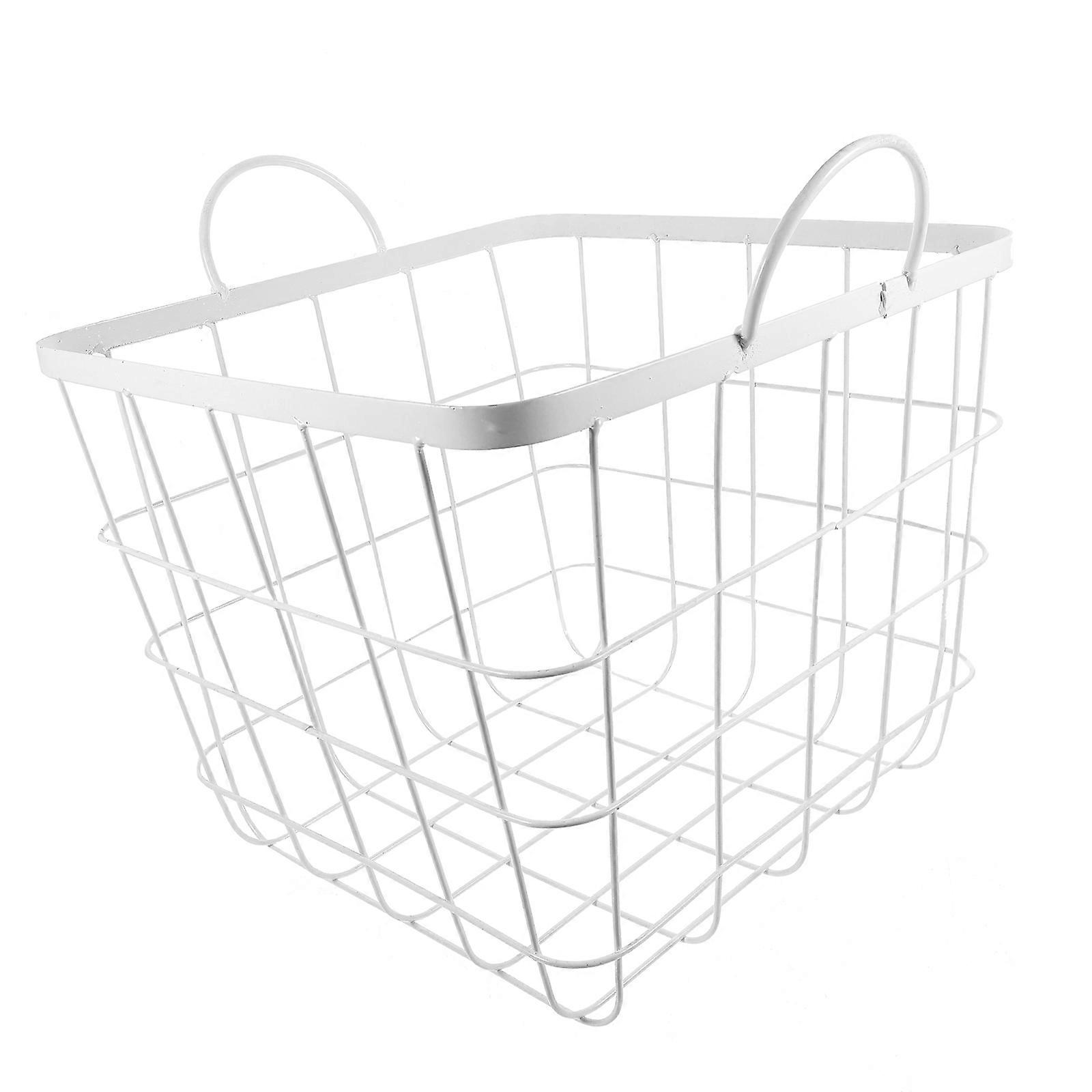 White Iron Storage Basket for Home Offices and Bedrooms Enjoy Vintage Style with