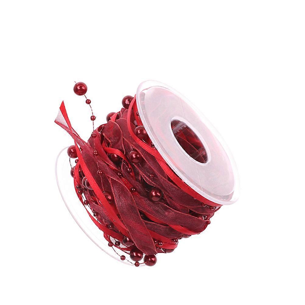 Red Decorative Beaded Ribbon for DIY Craft Projects Wedding and Party Decorations 1 Roll