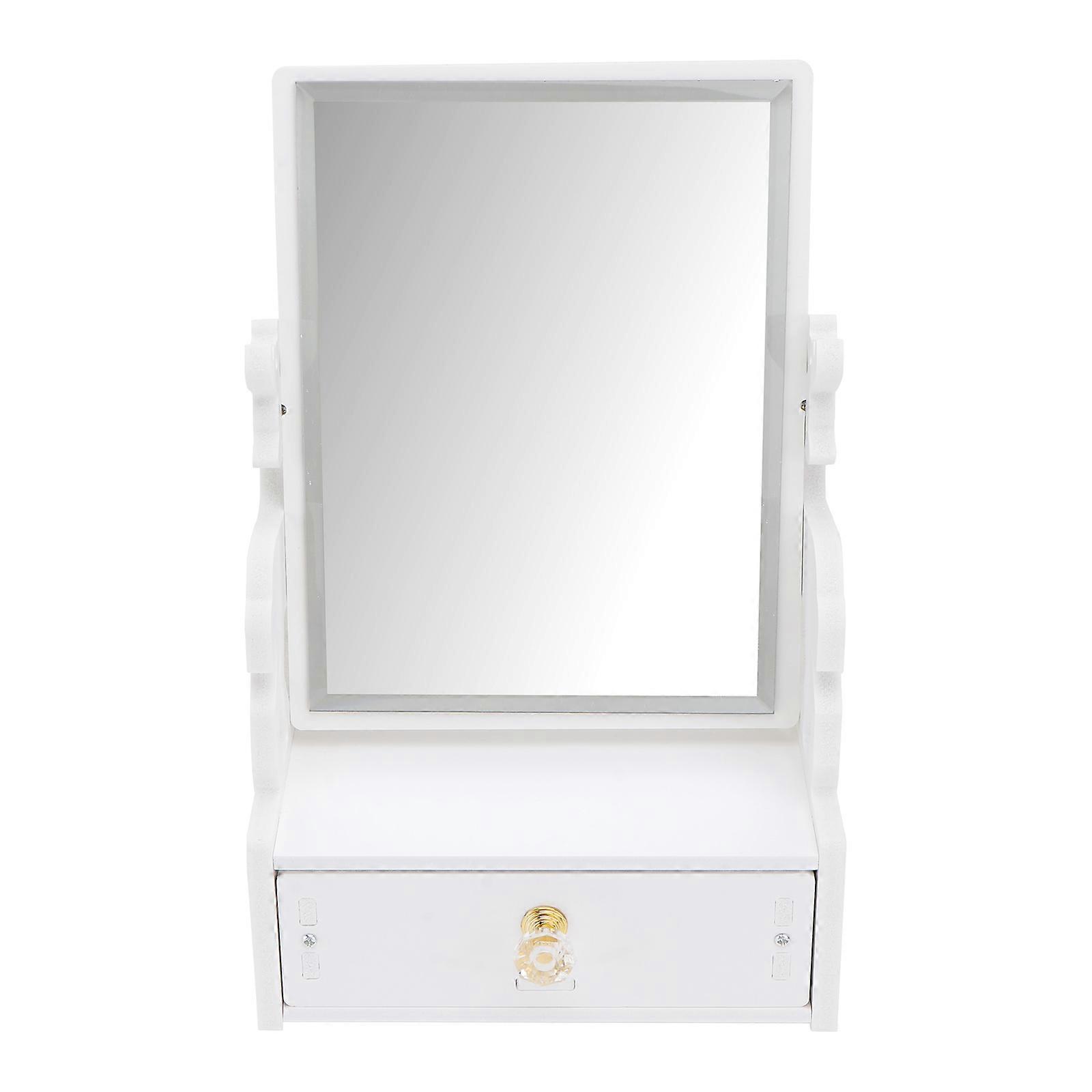 1Pc Desktop Vanity Mirror with Drawer Turnable Makeup Mirror for Women