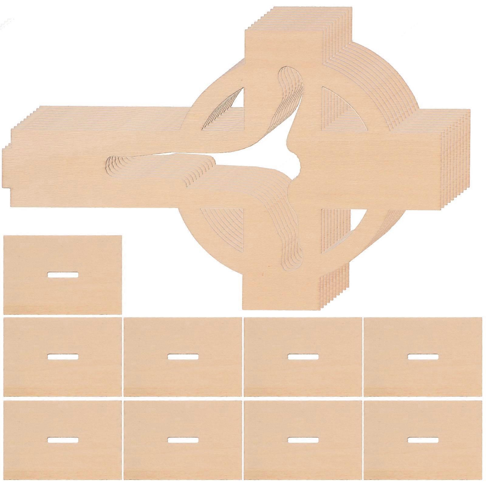Unpainted Wooden Cross for Decoration Khaki Color Simple Design Great for Home Office 10pcs