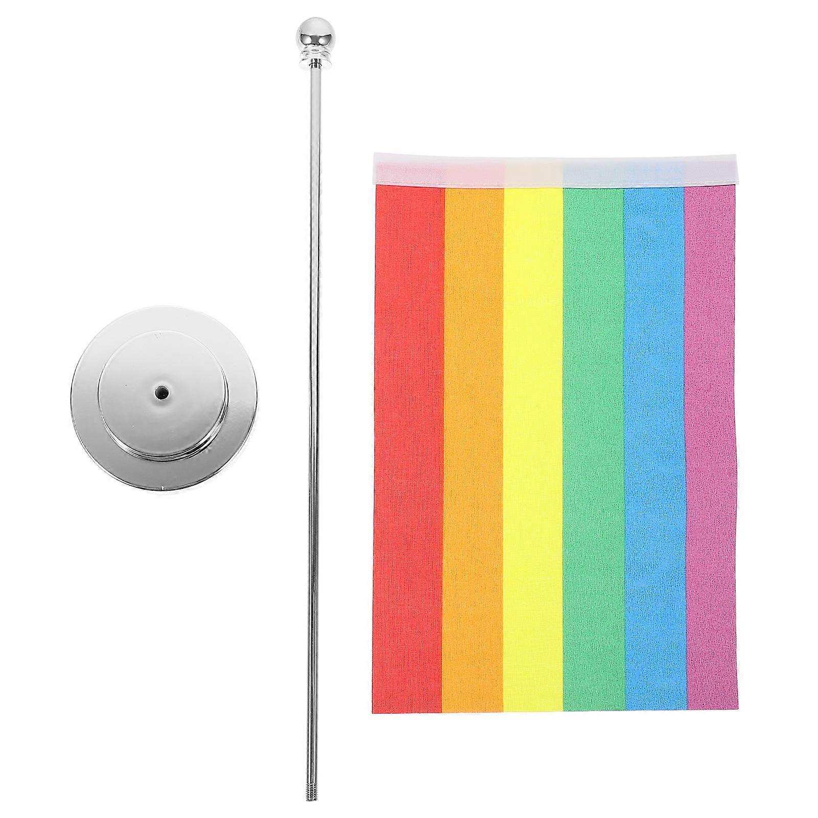 Pride Mini Flags For Festivals And Gatherings Rectangular Classic Design Highly Metal Base 1 Set