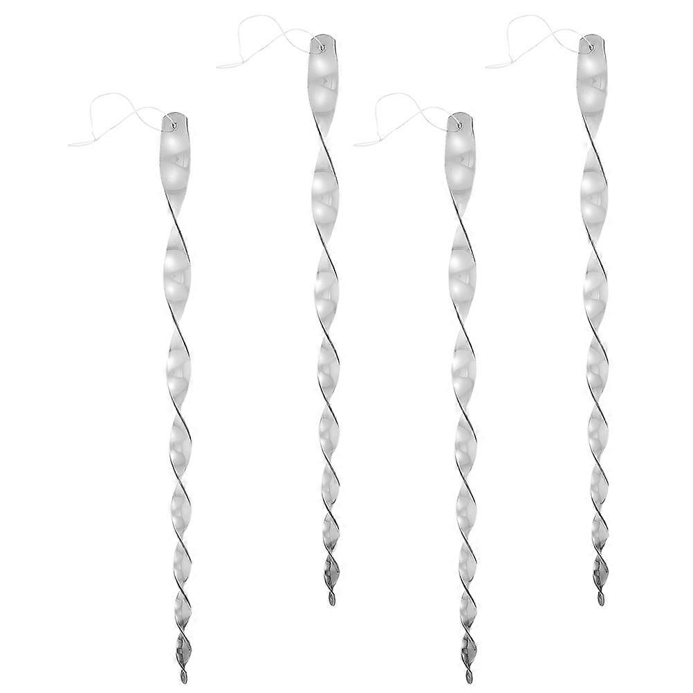 Bird Reflective Devices 4Pcs Scare Rods Outdoor Garden Use 29.5x2.5cm Silver Rotating Deterrent