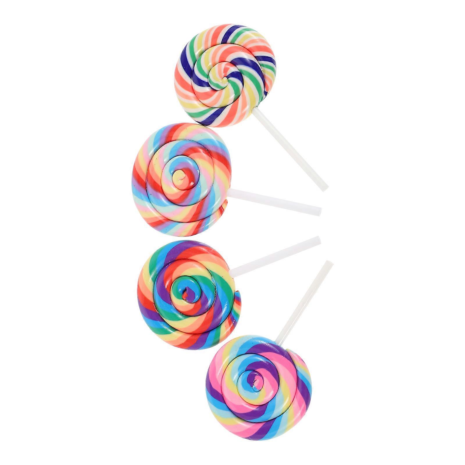 Candy Cake Toppers Simulation Lollipop Decorations Great For Dessert Table Display Brighten Up Any Setting 4Pcs