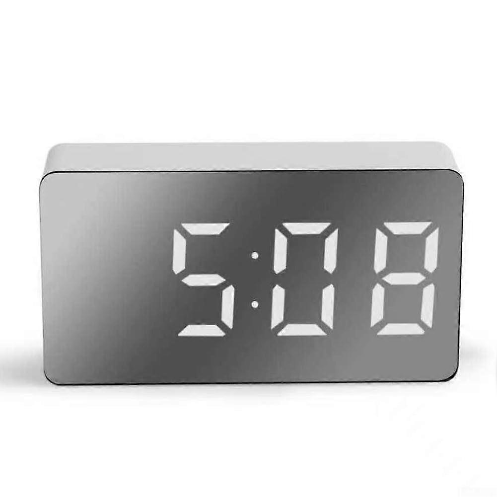 Travelready mini car clock with LED mirror display, suitable for multiple environments, including living and office spaces (white).