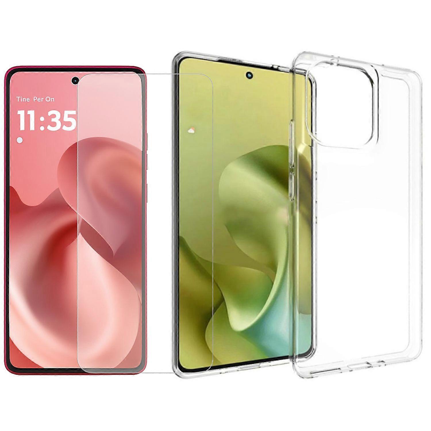 For Motorola Moto G86 5G Silicone TPU Case Transparent + H9 Tempered Glass