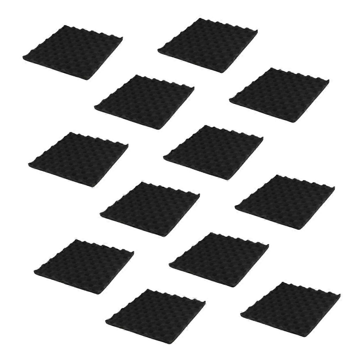 Wave Sound-Absorbing Cotton Studio Sound Panel Pack of 12, Fireproof Acoustic Panels, Black Polystyrene, Noise Cancelling, Modern Design