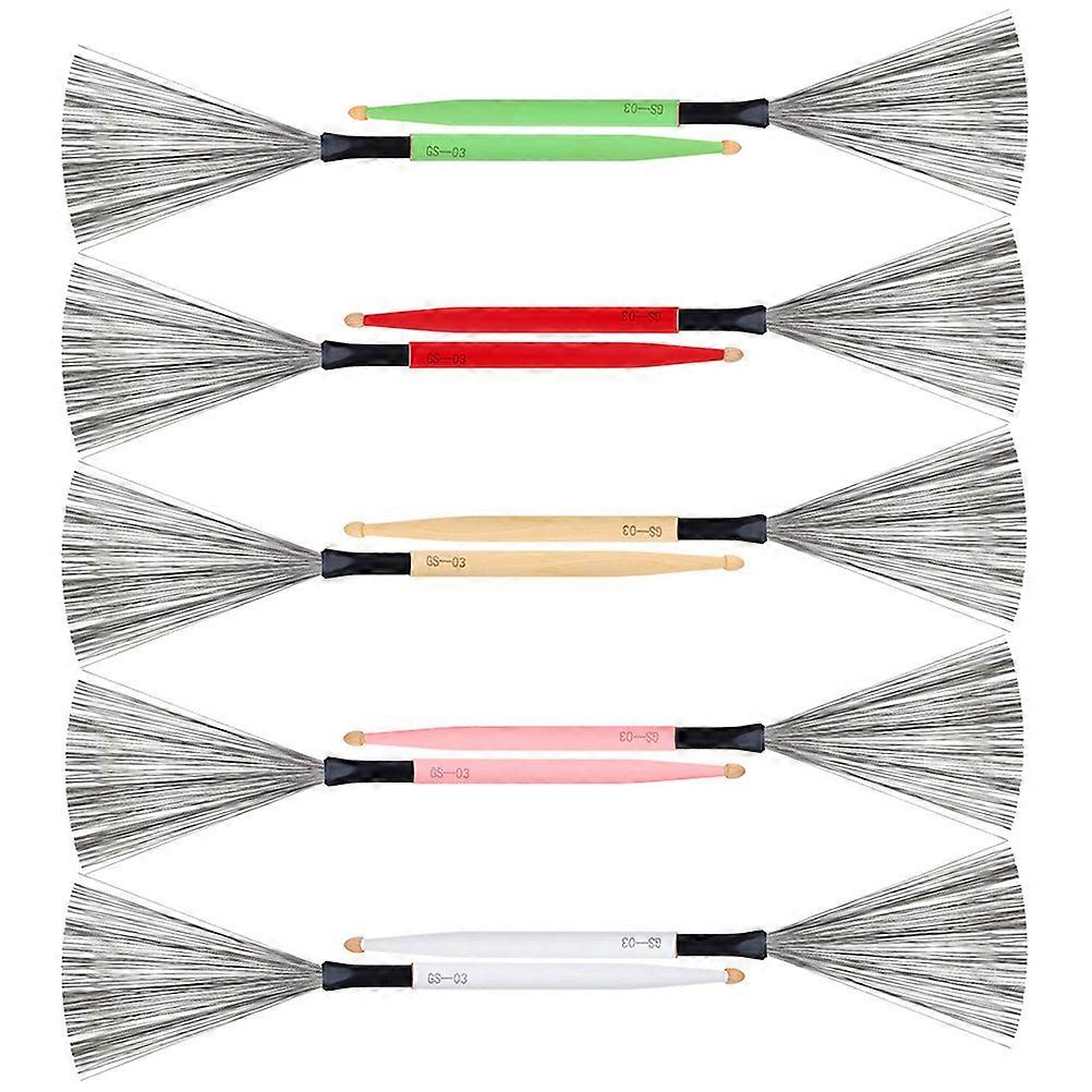 Drum Brush Sticks Steel Wire Brush for Beginners and Drummers 39x3x4cm 5 Pairs