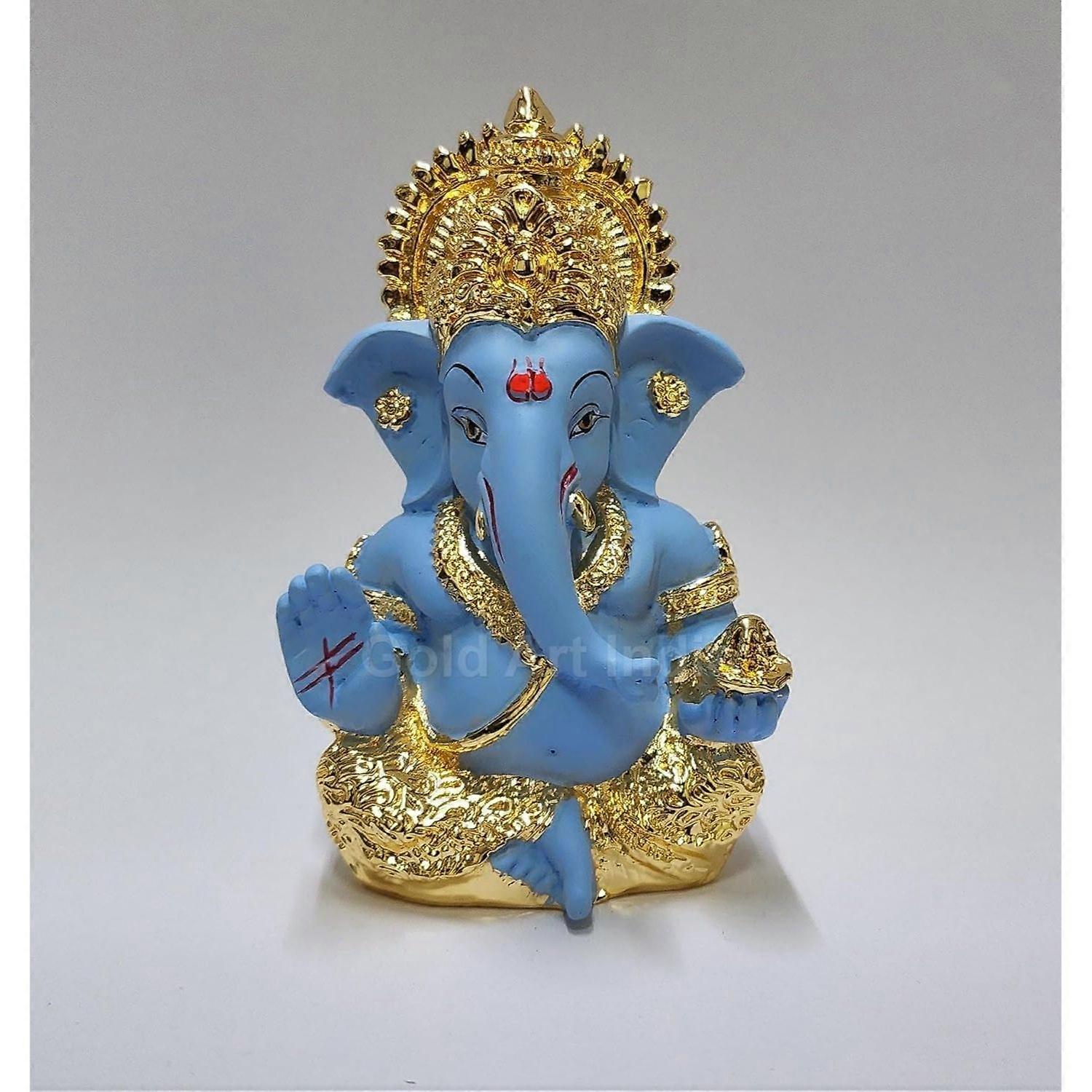 Επιχρυσωμένο Ganesha με χρώμα τερακότας - ιδανικό για ταμπλό αυτοκινήτων, ράφια γραφείου και σπιτιού, Diwali Puja και δώρα