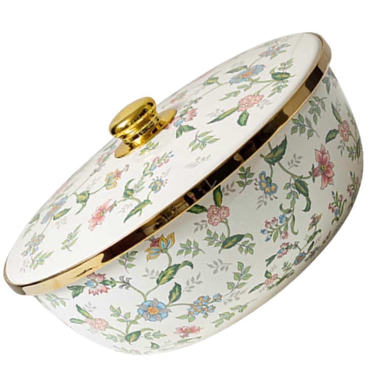 Large Enamel Food Container with Lid, Versatile Bowl for Vegetables for Household, Easy to Clean Design