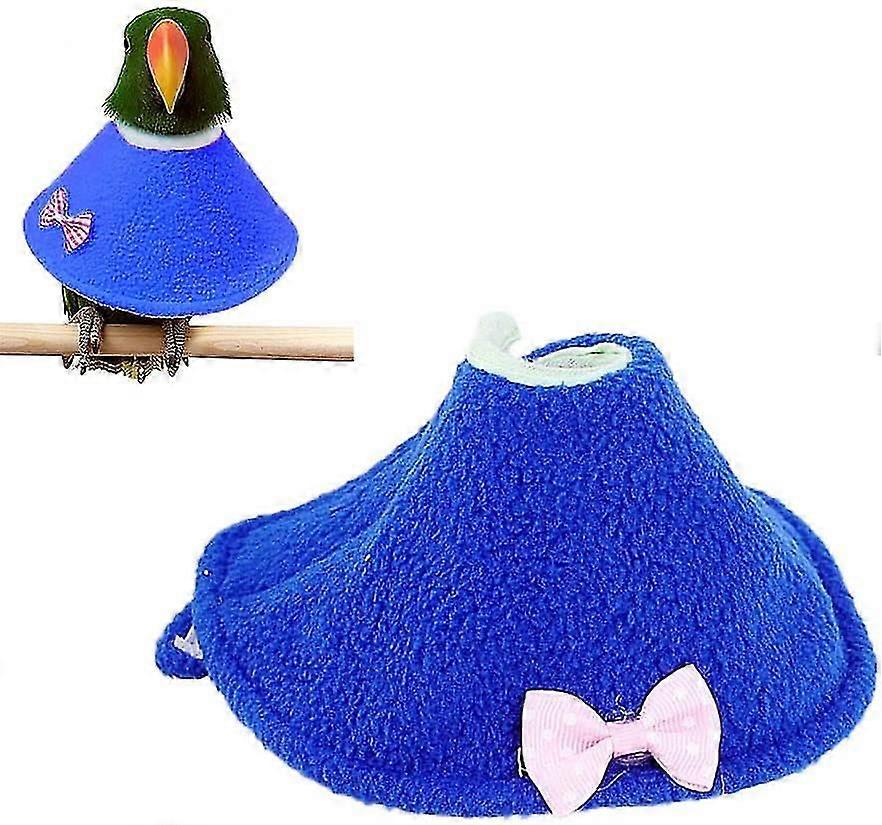 Adjustable Bird Parrot Tapered Collar, Bird Anti-Bite Collar Recovery Collar, Help Wound Healing(XL, Blue)