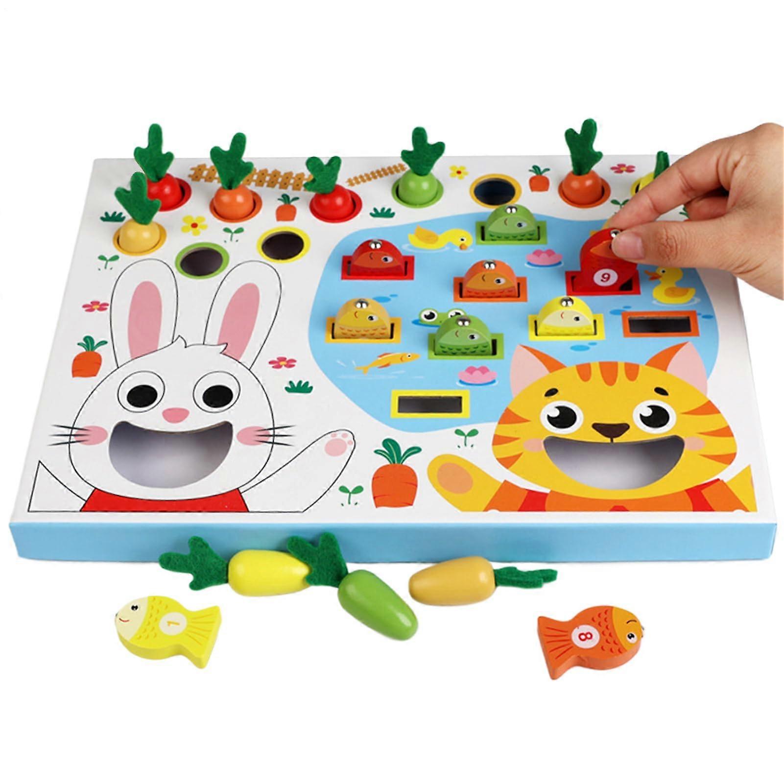 Carrot Harvest Fishing Game, Carrot Harvest Toy and Fishing Game HandEye Coordination Fine Motor Skills Learning Toy for Toddlers