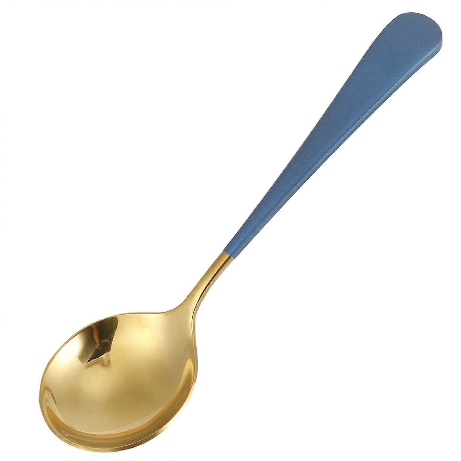 Serving Spoon and Table Spoon Set for Adults and Children - Elegant Blue Handle, Ideal for Home Kitchen Use
