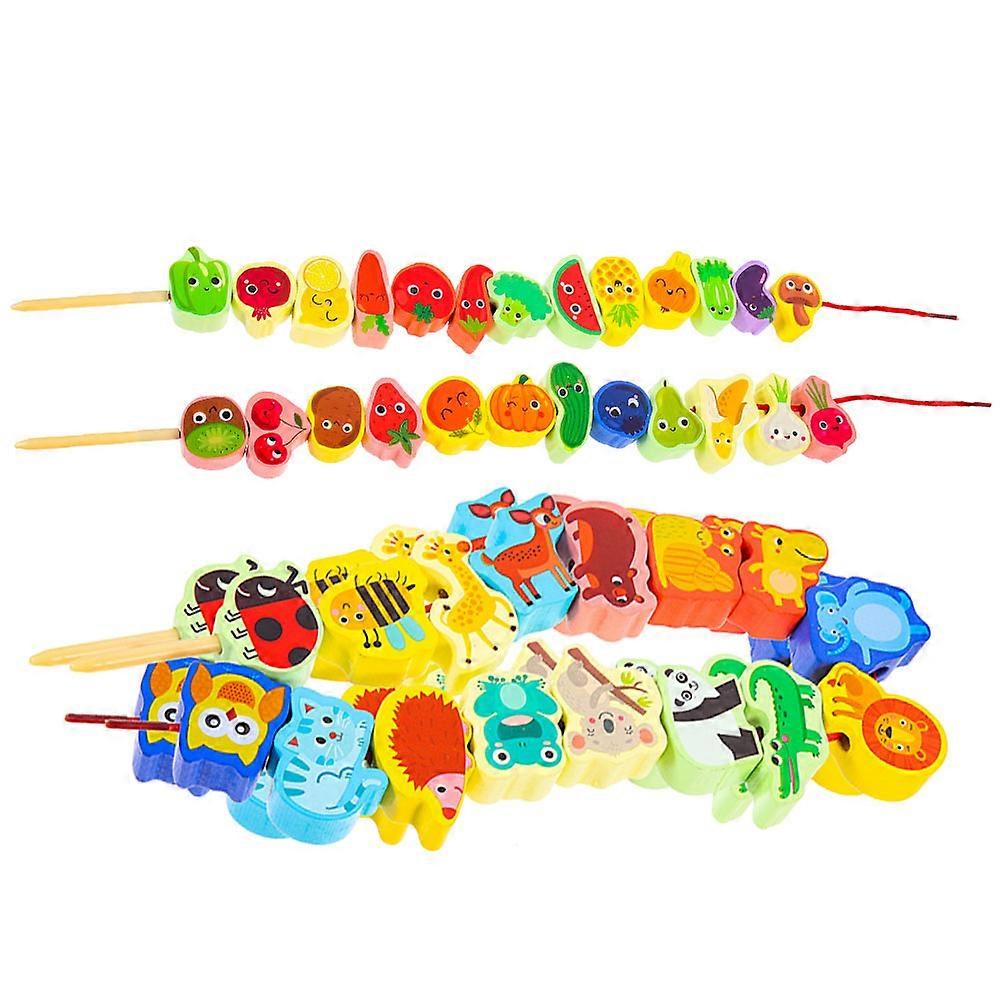 2 Sets Beaded Props For DIY Activities Home Education Small Assorted Color Shape Recognition Learning