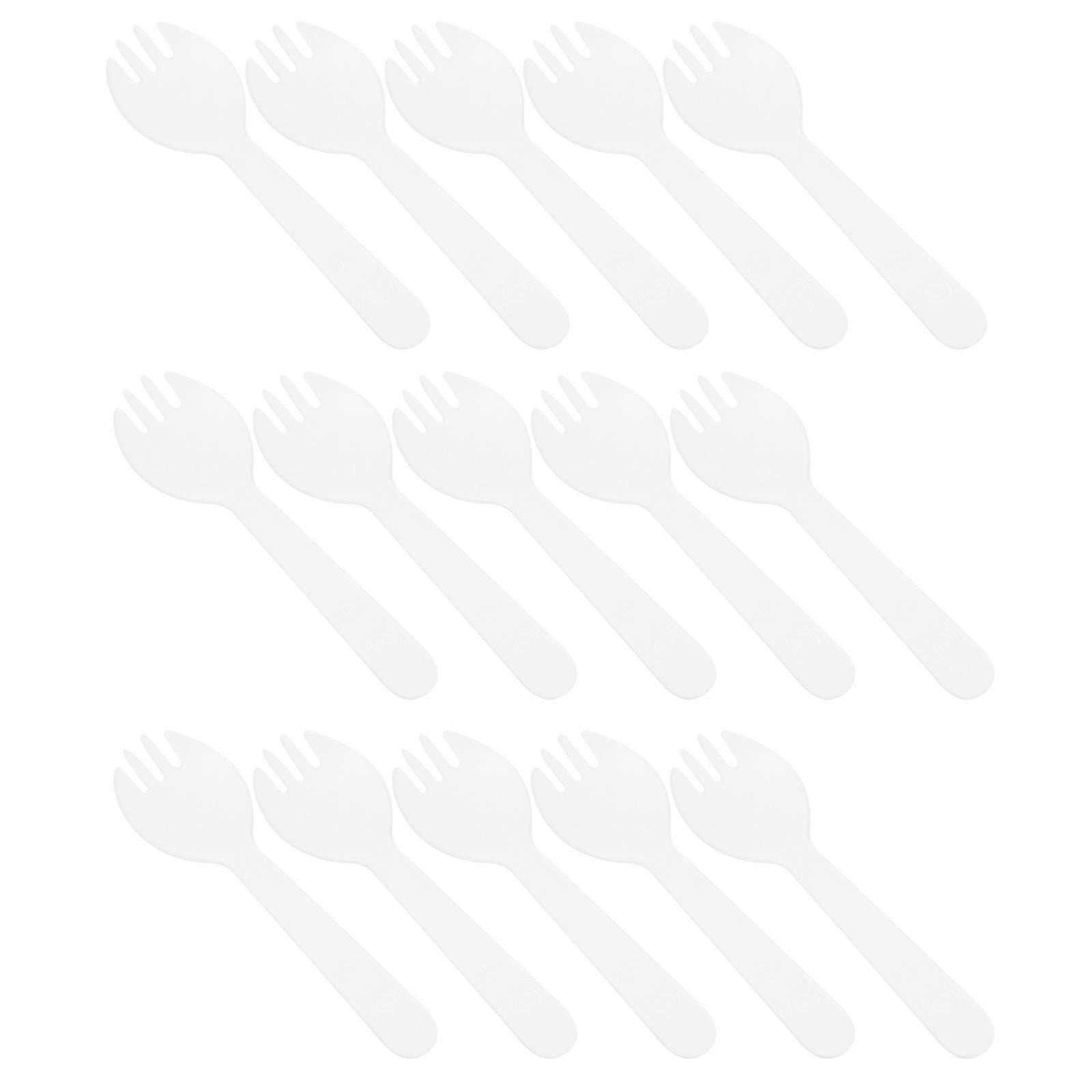 100Pcs Transparent Plastic Party Spoons Smooth Cake Spork for Serving Soup and Porridge