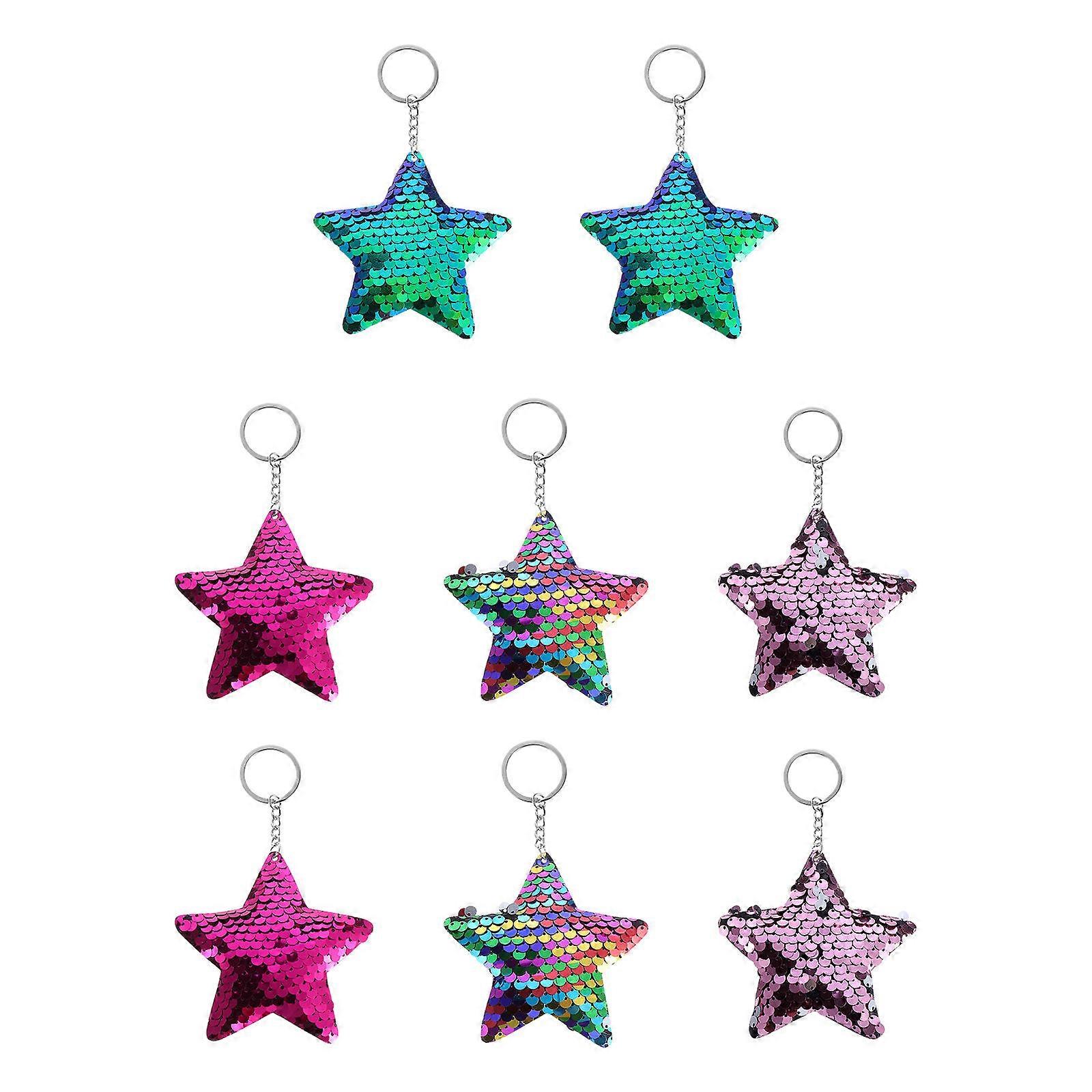 Here's a refined and engaging product description for your **8pcs Glitter Sequin Star Shape Keychains (Christmas Theme Key Rings)**:

 

✨ **8 Pack