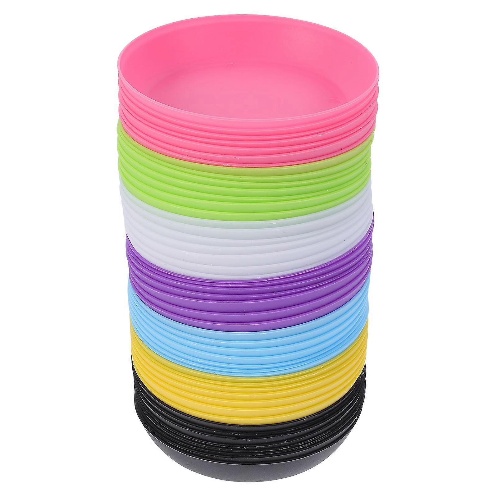 50pcs Durable Plastic Plant Pot Saucers with Anti-Slip Bottom for Garden and Balcony Use Assorted