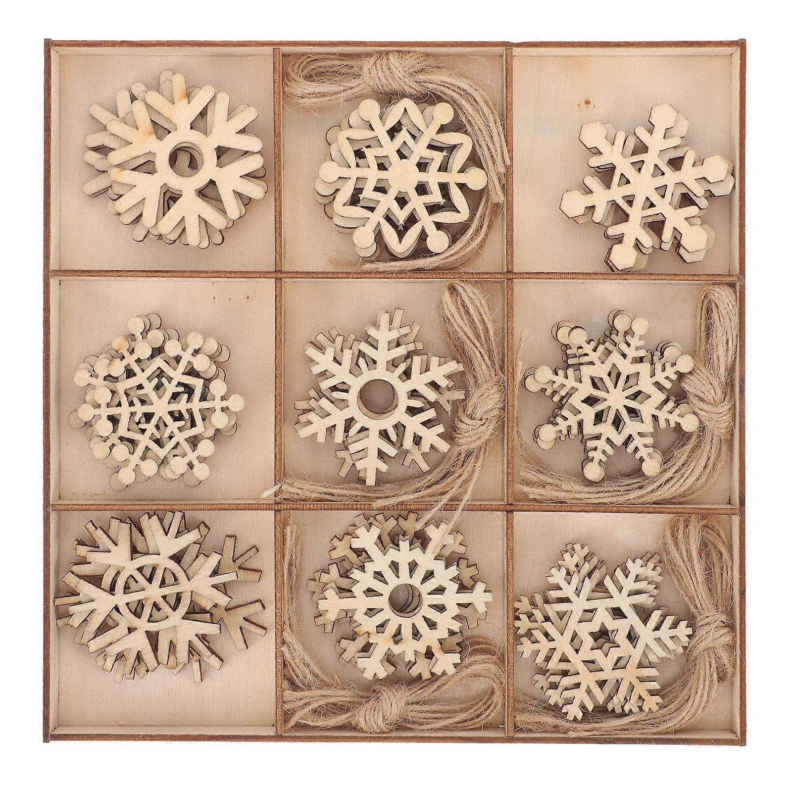 Wood Hanging Snowflake Ornaments For Christmas Occasion Charming And Chic 3.5 Inches Functional 1 Set