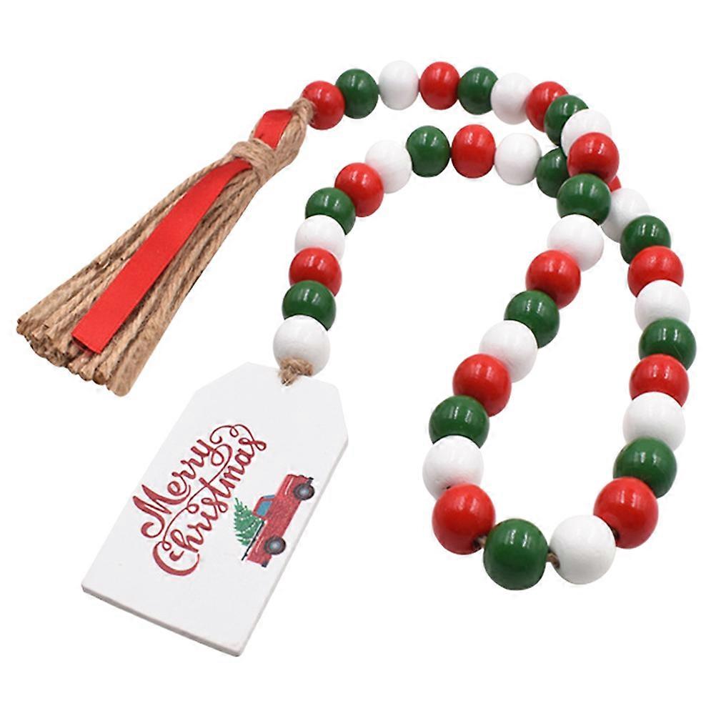 Wood Bead String with Tassels Multi for Decoration Beaded Garland Decor