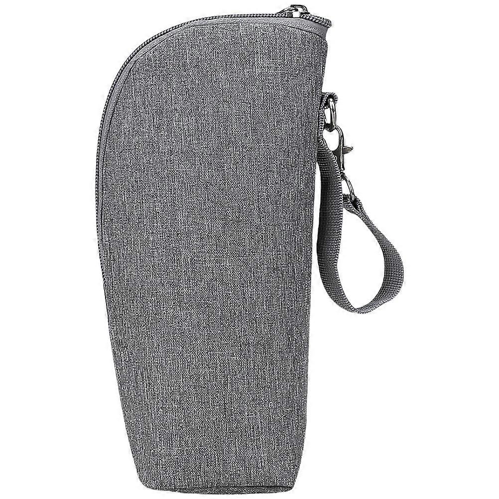 Insulated Portable Bottle Bag with Leak Proof Lining and Sturdy Handle for Travel, Thermal Nursing Pouch to Keep Milk Warm, Grey