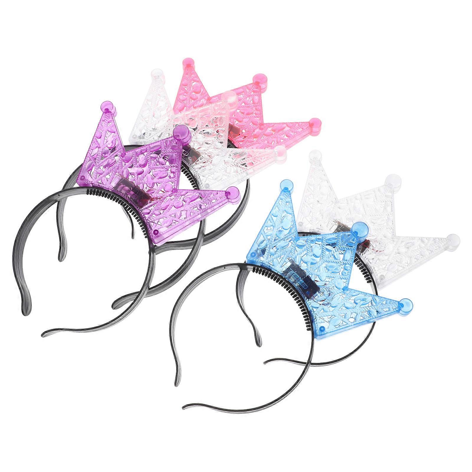 Creative Shining Headbands LED Lighting Crown Headwear for Children Assorted Color Party 5Pcs