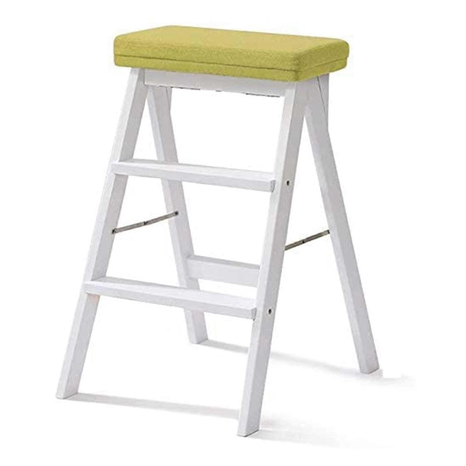 Sturdy Thin Folding Stool Kitchen Folding Stool 2 Step Wooden Ladder Portable Movable Step Stool