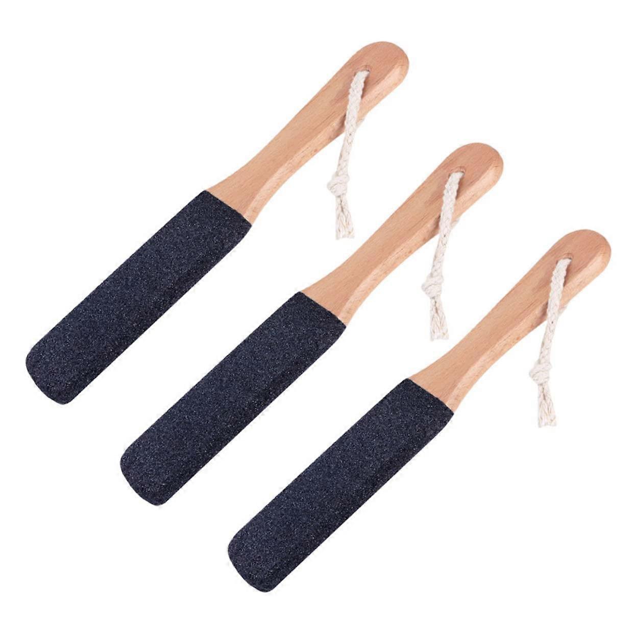 3 Pieces Foot File Callus Remover Double-Sided Pedicure Files With Non-Slip Wooden Handle Ergonomic Foot Care Tool