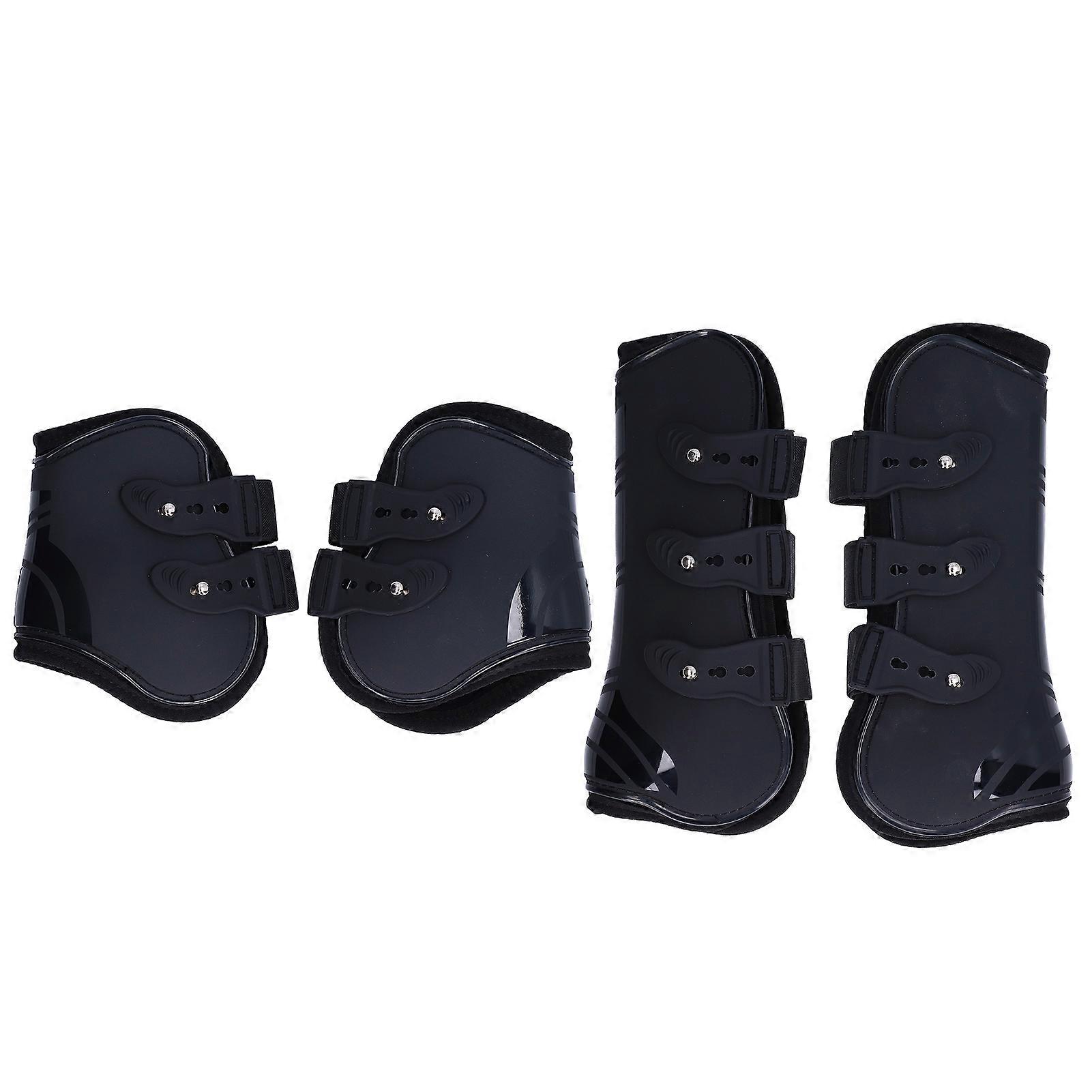 4Pcs Horse Tendon Boots Safe Soft Wear Resistant PU Shell Tendon Guard Boots for HorsesA Set of Black Front and Rear M