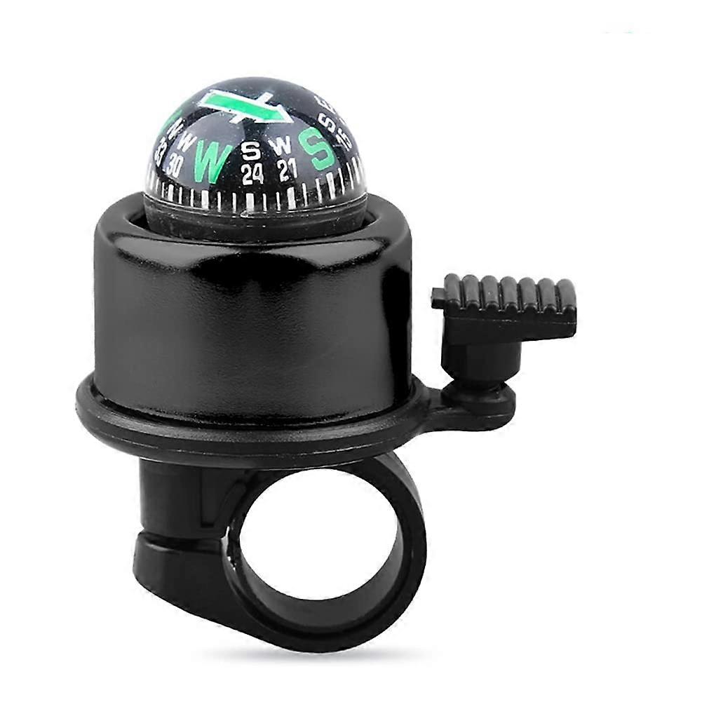 Mini Bicycle Bell With Compass Aluminium Alloy Loud Clear Sound For Mountain Bikes MTB And Road Bikes Black
