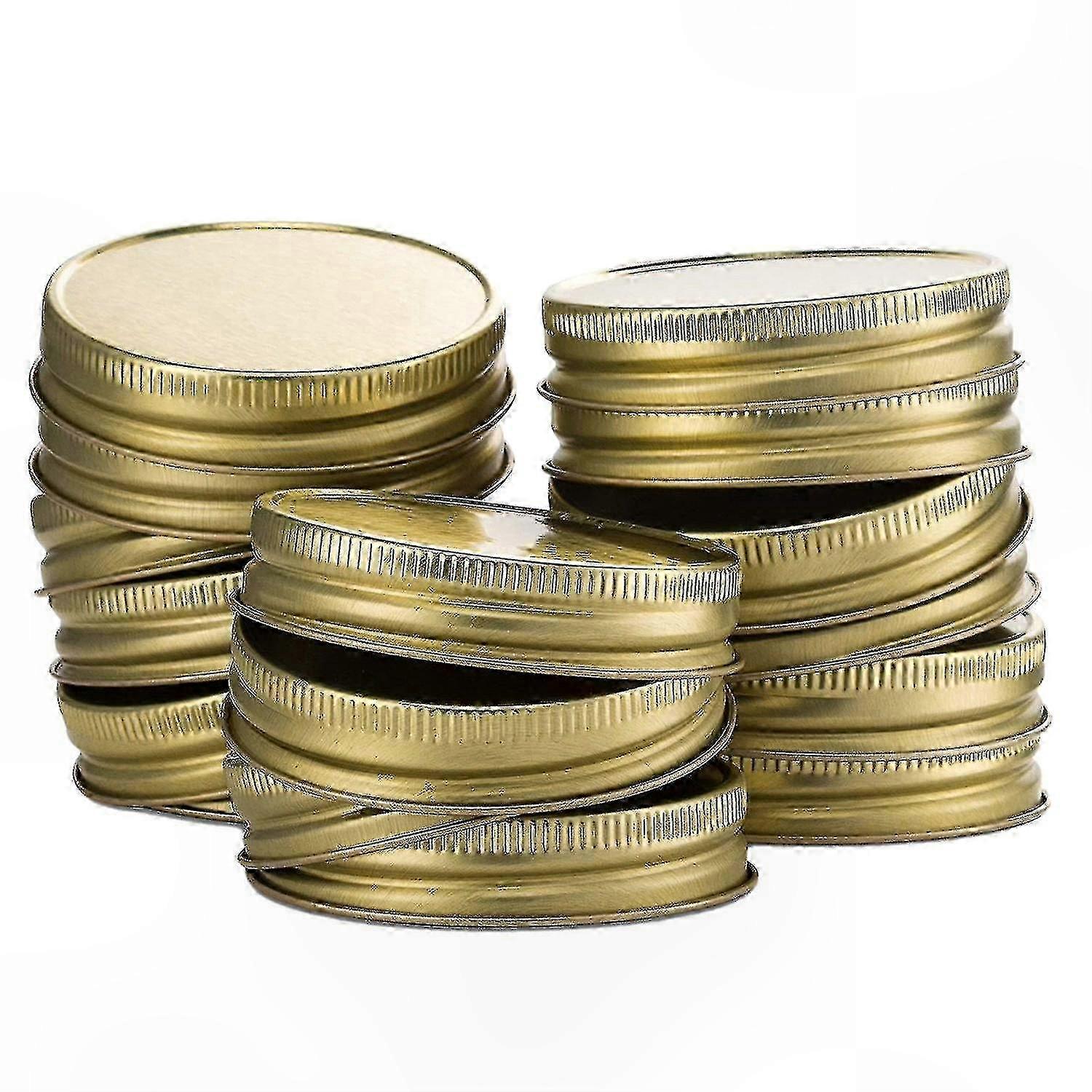 Gold Mason Jar Lids - 24 Pack Regular Mouth Secure Caps for Jars Leak Proof Replacement Lid Set for DIY Projects and Storage Solutions