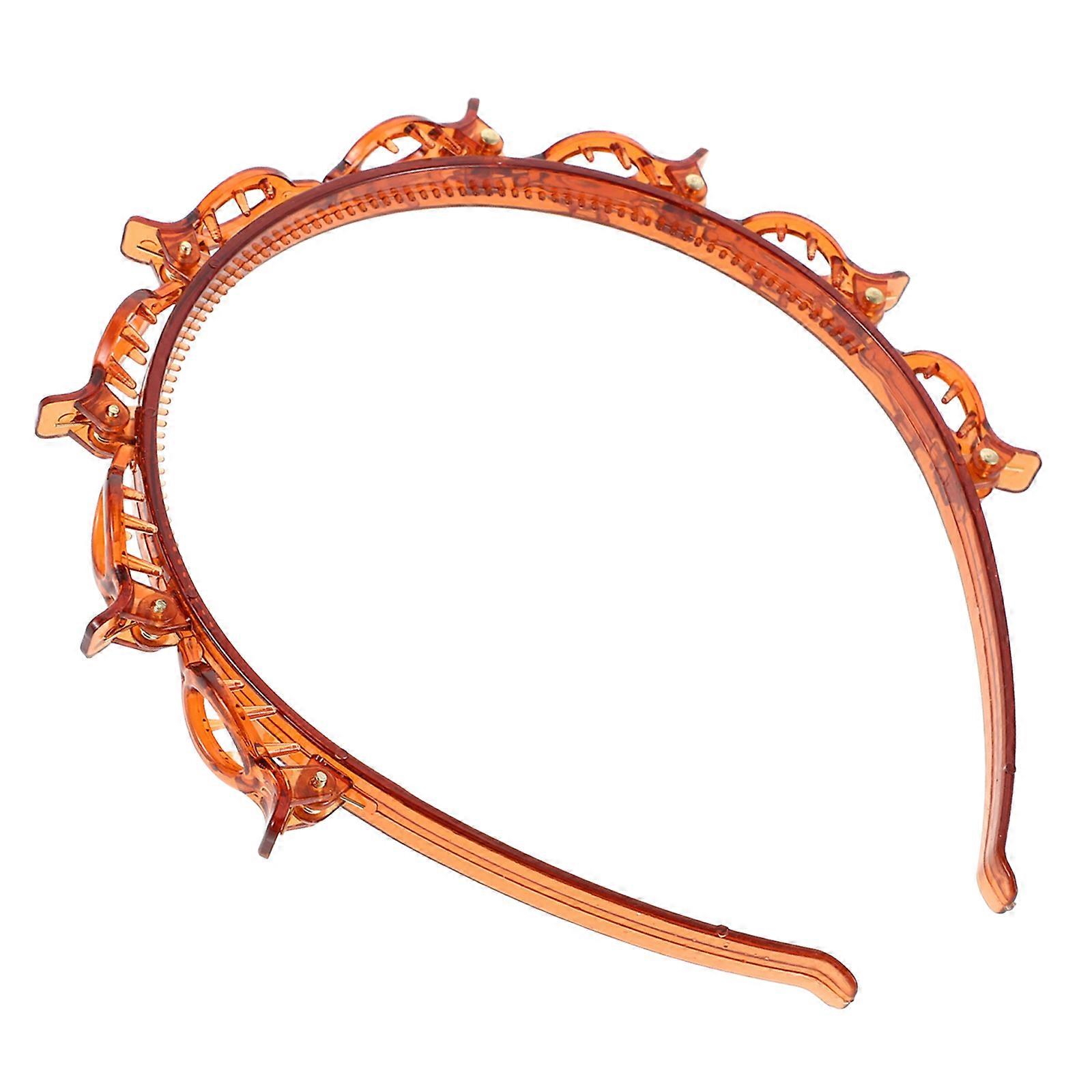 Versatile Use Headbands Hollow Sports Hair Accessories for Outdoor Activities Plastic Brown Double Layer 2Pcs