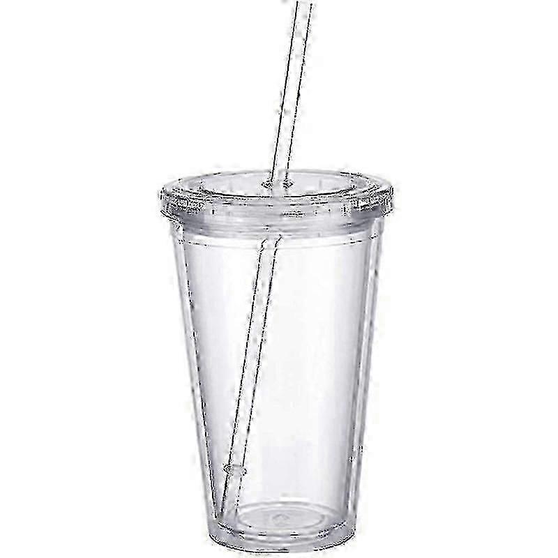 Reusable Double Layer Cup Lids with Straws for Smoothies, Juice & Cold Drinks