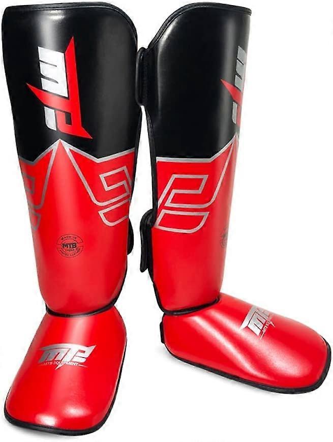 Shin Guards for Boxing Muay Thai MMA Leg Guards Padded Shinpads Red