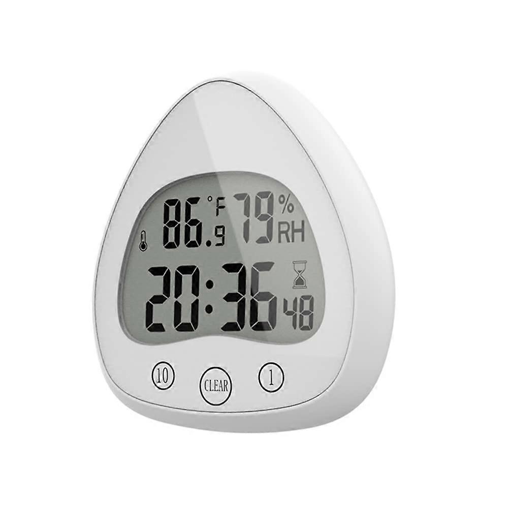 Bathroom Digital Wall Clock White Mute Waterproof Temperature Humidity Sensor With Sucker Hook Bracket