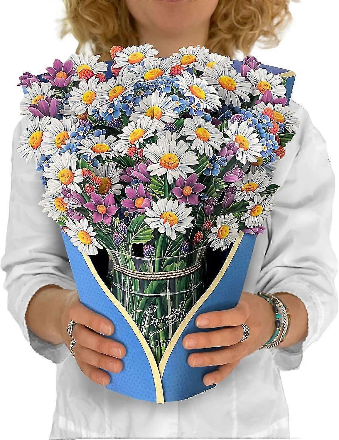 dad Up Cards 12 inch Life Sized Forever Flower Bouquet 3D Popup Greeting with Note and Envelope