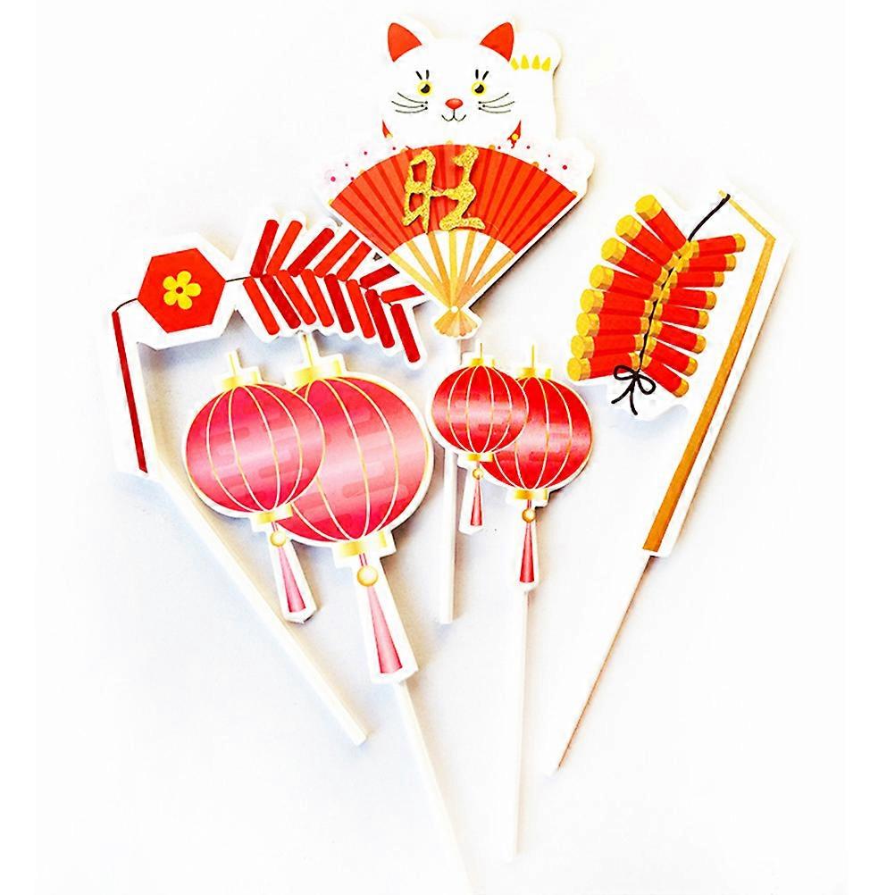 Chinese New Year Cake Topper for Party Decoration Made of Paper Assorted Color Safe and 12Pcs