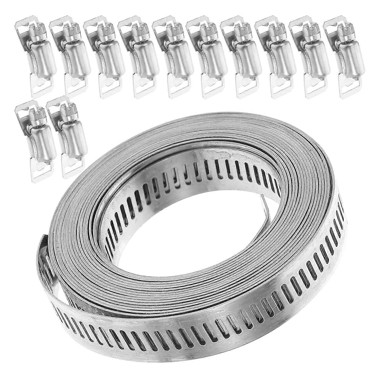 Wide Stainless Steel Hose Clamp Adjustable Length Versatile Usage For Water Hoses Industrial Use Silver 1Set