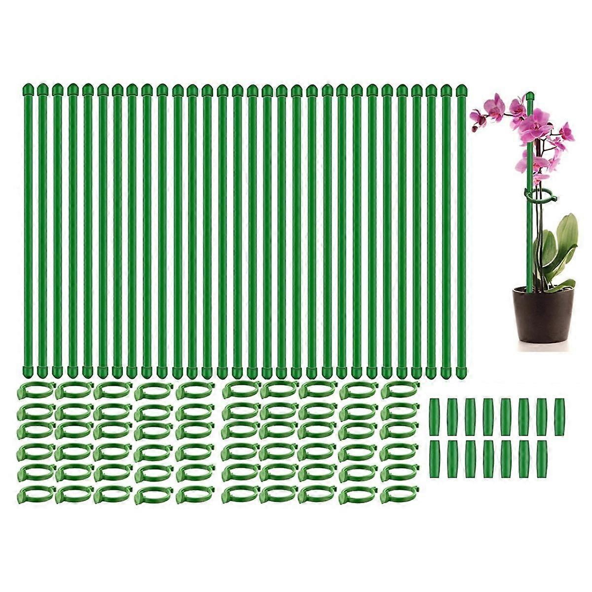 30 Pcs Adjustable Plant Support Stakes Garden Single Stem Support Stake with Plant Clips and Connec