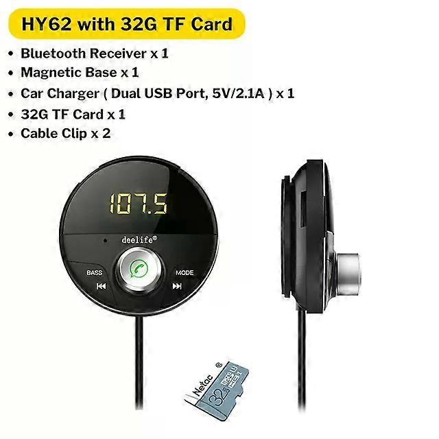 Deelife Bluetooth AUX Adapter in Car Handsfree Kit BT 5.0 Audio Receiver Suitable for Auto Phone Hands Free Carkit FM Transmitter