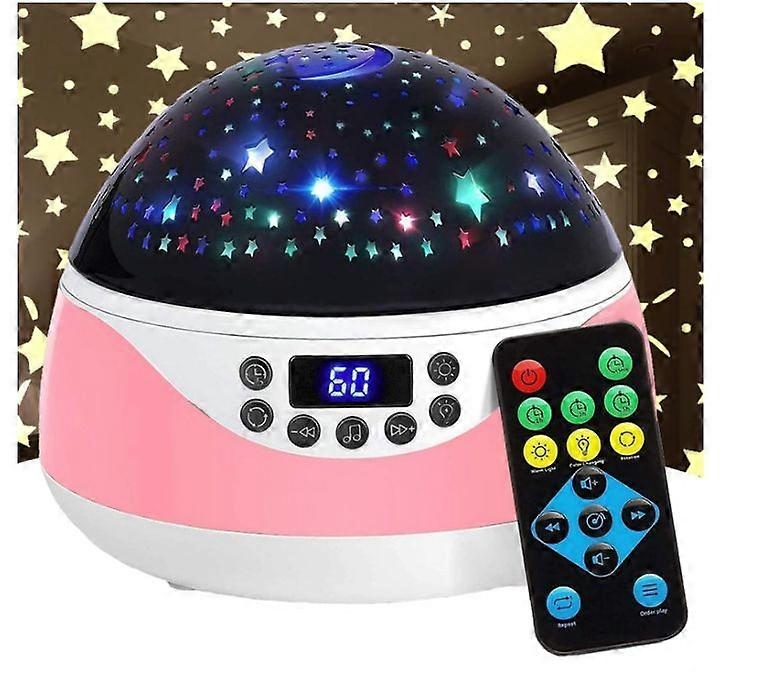 Star Projector Night Light for Kids with Music & Timer, Baby Sleep Soothing Remote Control Music Projection Night Light(Pink)